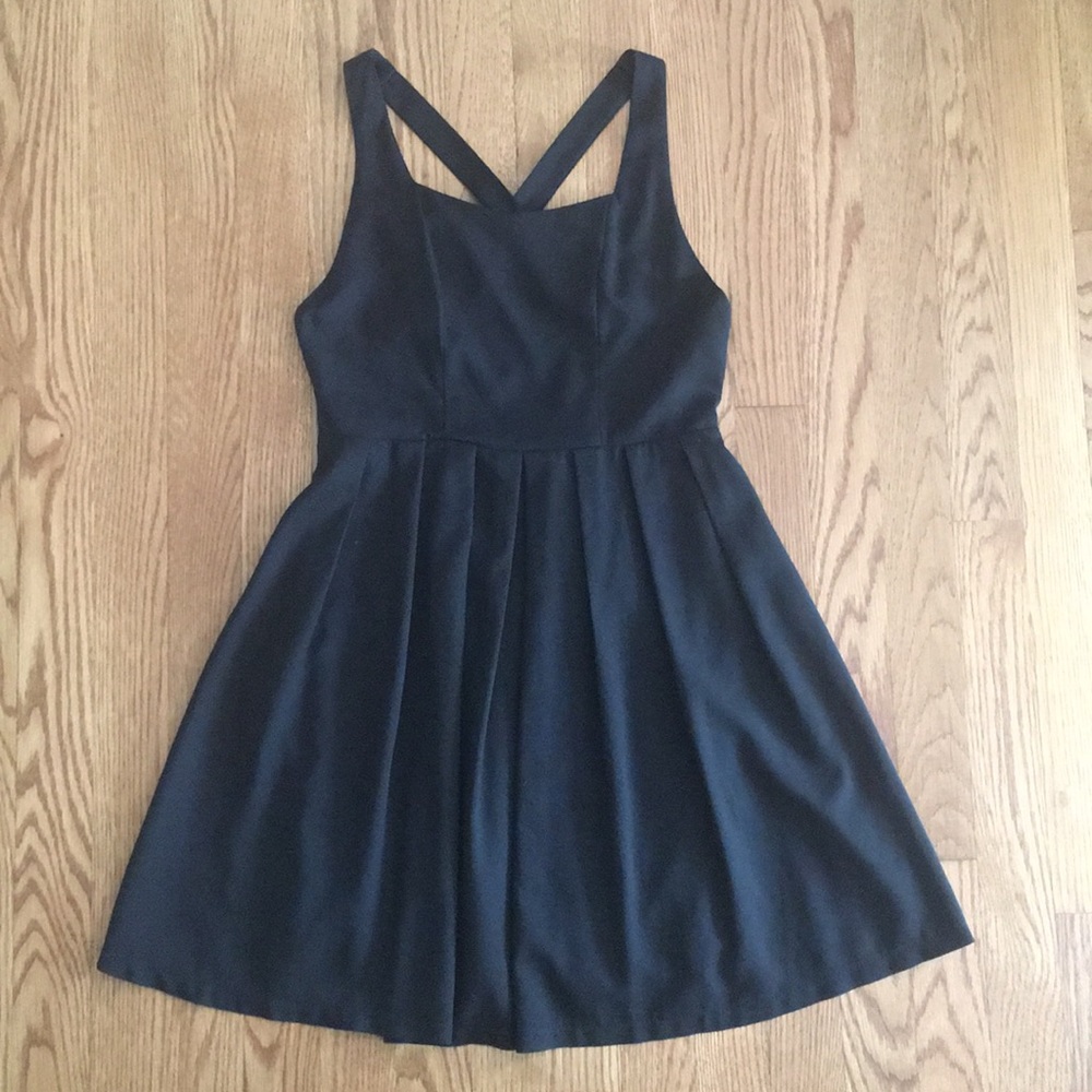 Black mini dress with bow&cross back detail